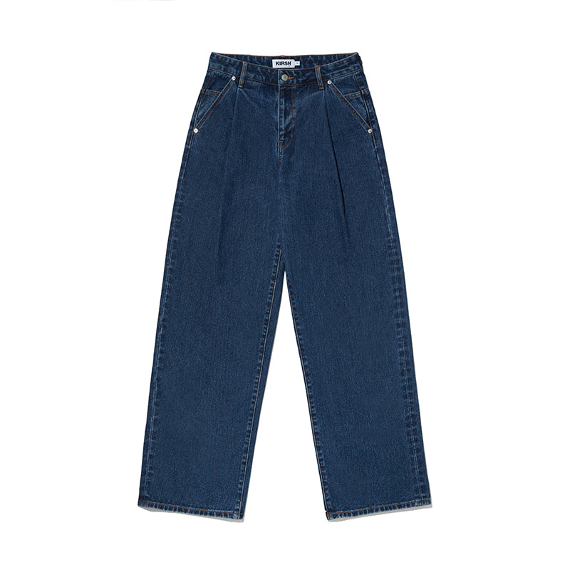 UNI デイリーピンタックデニムパンツ【ブルー】