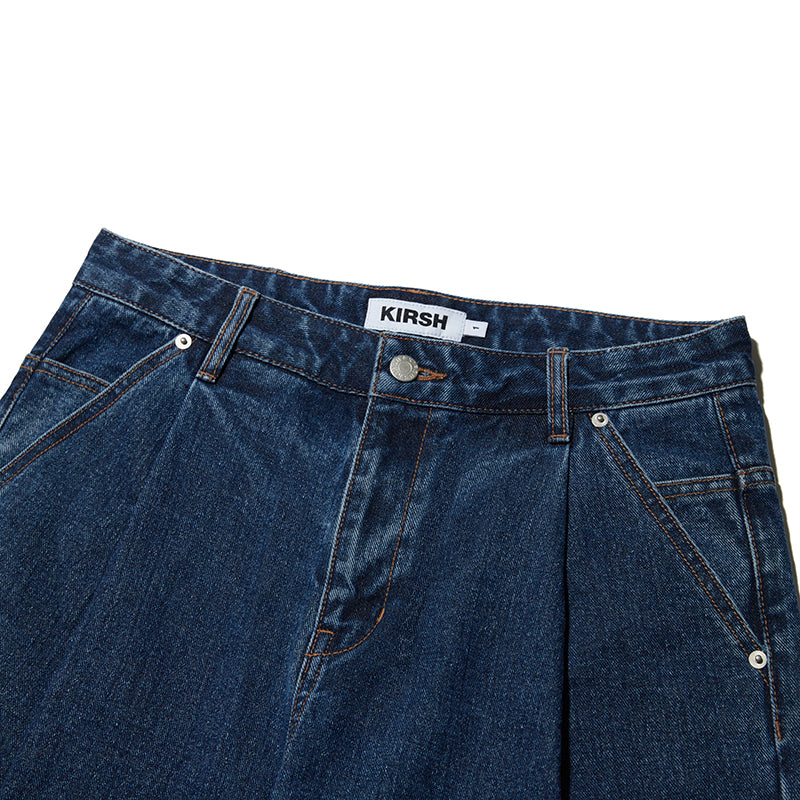 UNI デイリーピンタックデニムパンツ【ブルー】