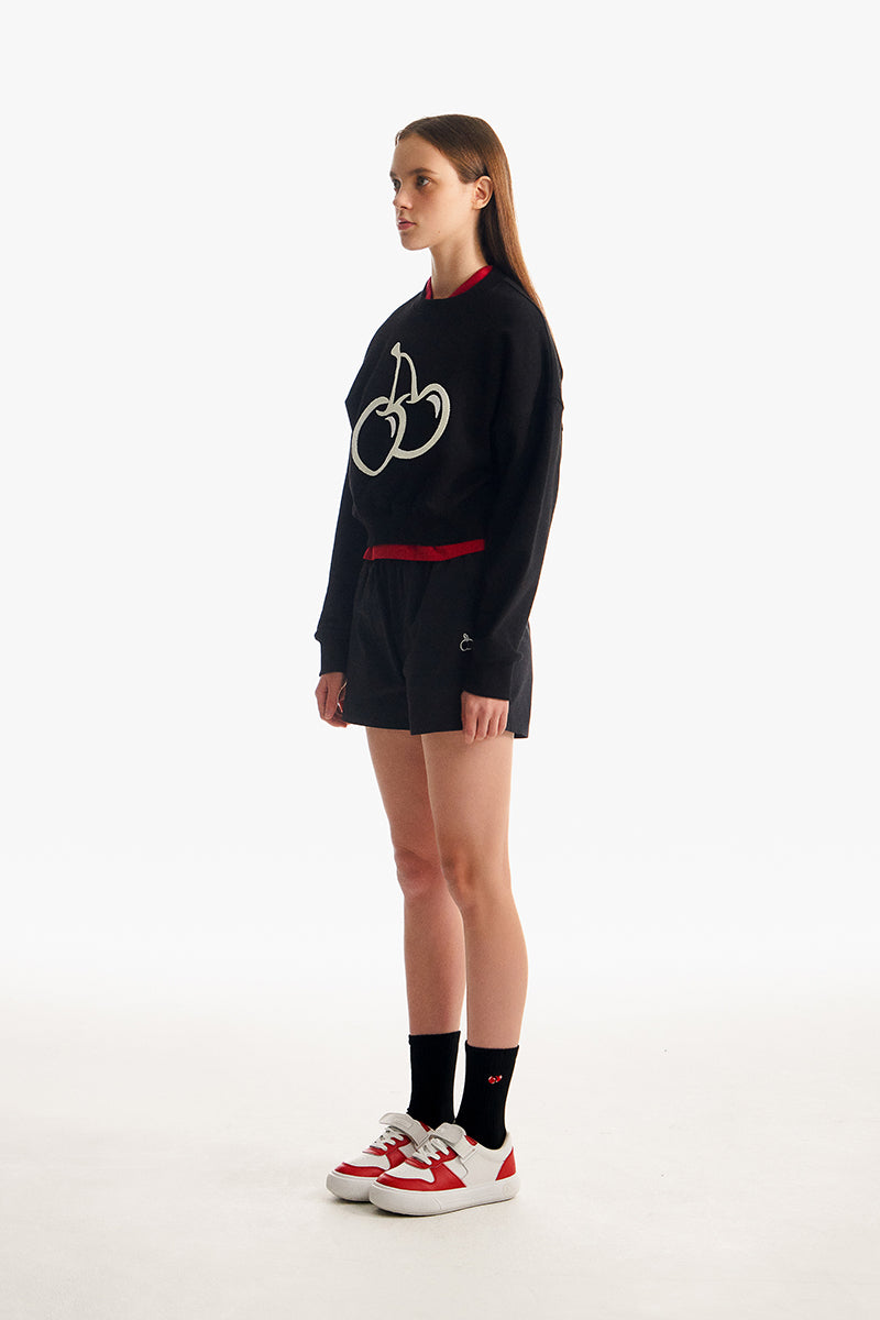 モノチェリーバンディングウーブンハーフパンツ【ブラック】