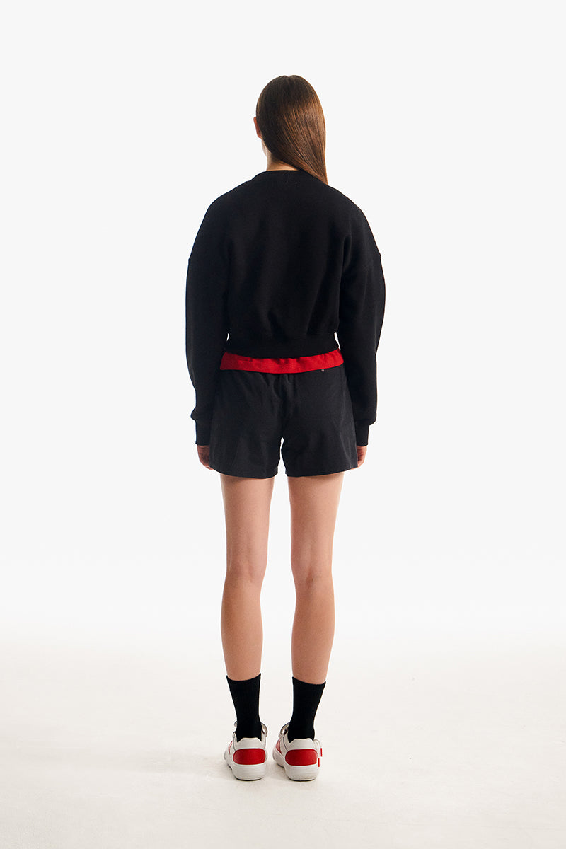 モノチェリーバンディングウーブンハーフパンツ【ブラック】
