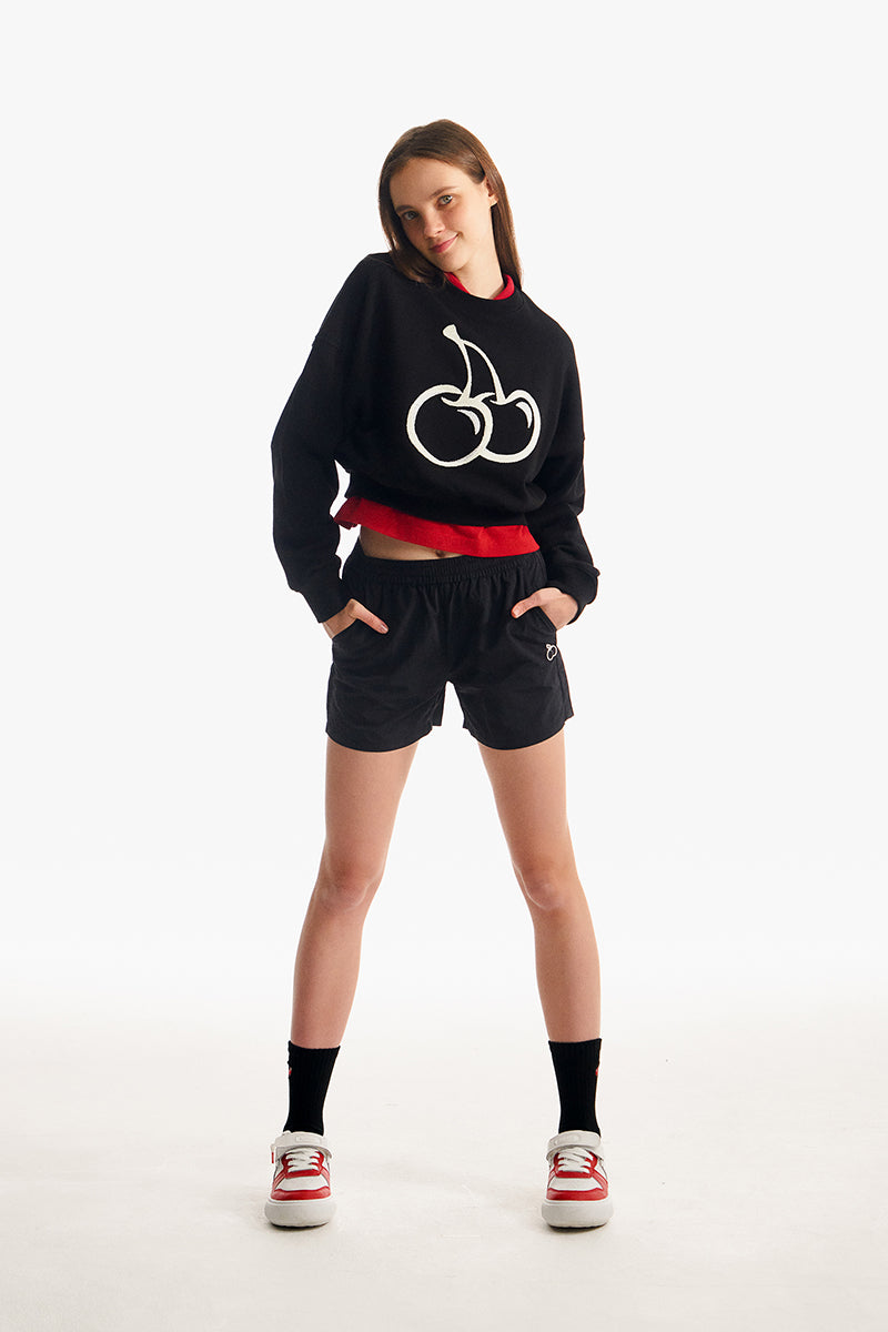 モノチェリーバンディングウーブンハーフパンツ【ブラック】