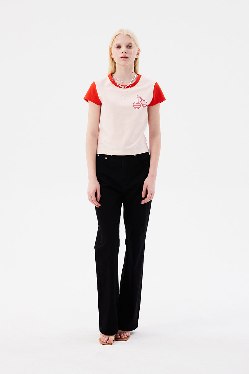 モノカラーストレートパンツ【ブラック】