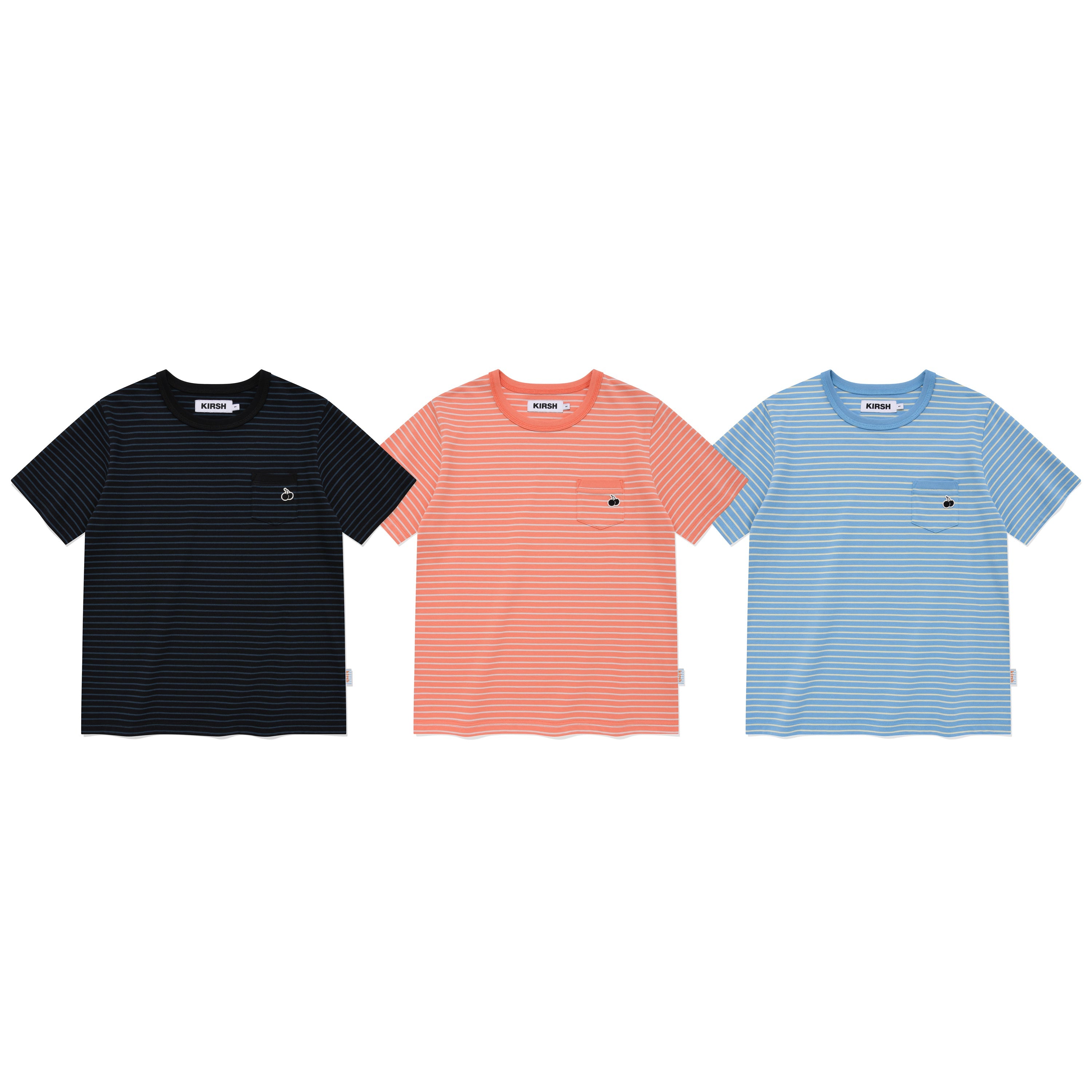 ユニブルーカームストライプTシャツ【ライトオレンジ】