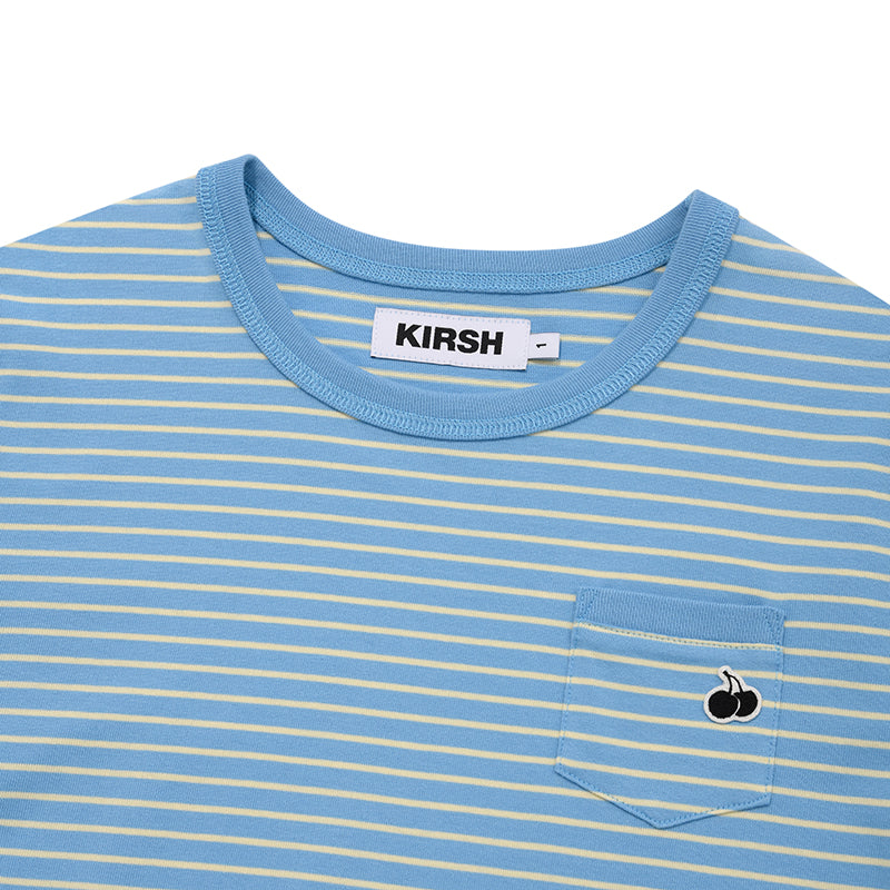 ユニブルーカームストライプTシャツ【ライトオレンジ】
