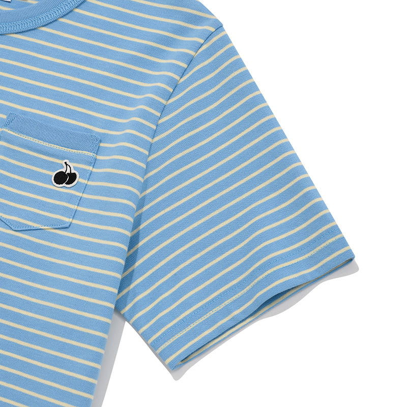 ユニブルーカームストライプTシャツ【スカイ】