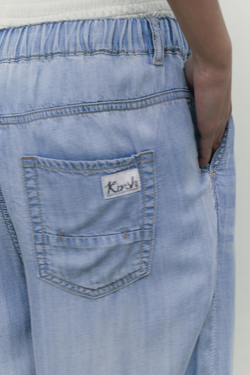 ウィメン クールワイドフィットバンディングパンツ【ライトブルー】