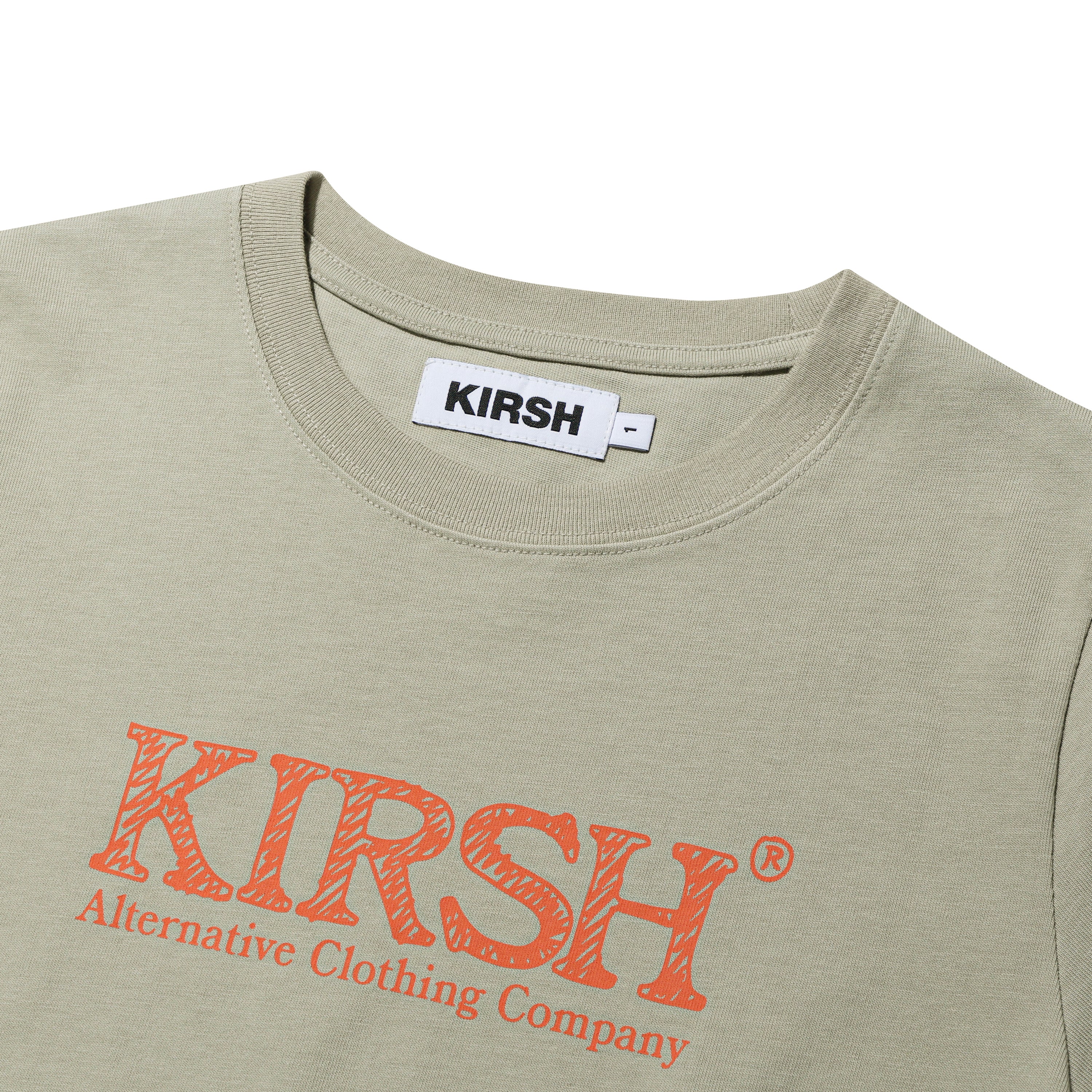 ユニハンドドローウィングロゴワーディングTシャツ【カーキ】