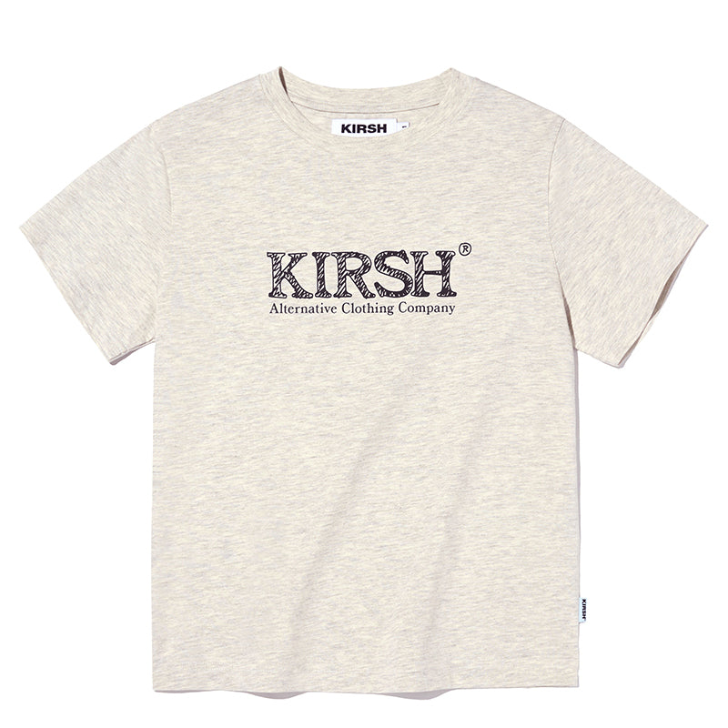 ユニハンドドローウィングロゴワーディングTシャツ【カーキ】
