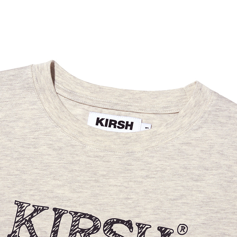 ユニハンドドローウィングロゴワーディングTシャツ【カーキ】