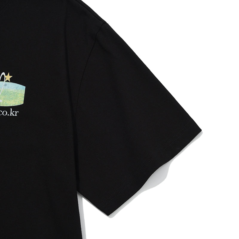 UNI ユースホステル グラフィックTシャツ【ブラック】