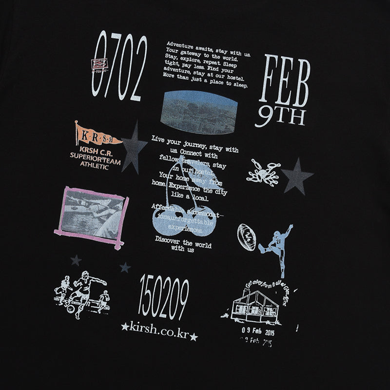UNI ユースホステル グラフィックTシャツ【ブラック】