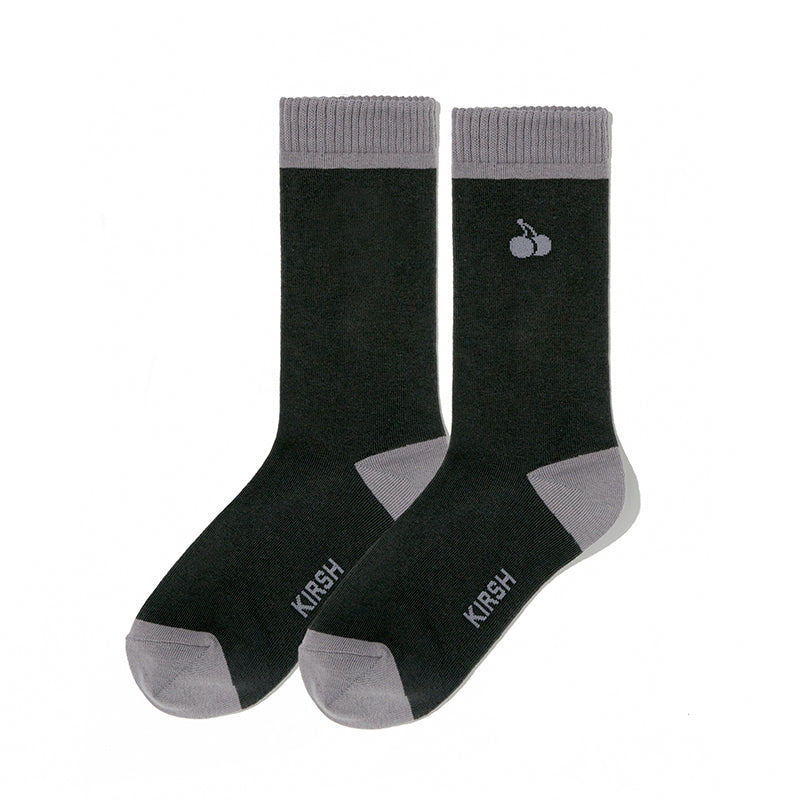 スモールチェリーカラーコンビネーションソックス【チャコール】