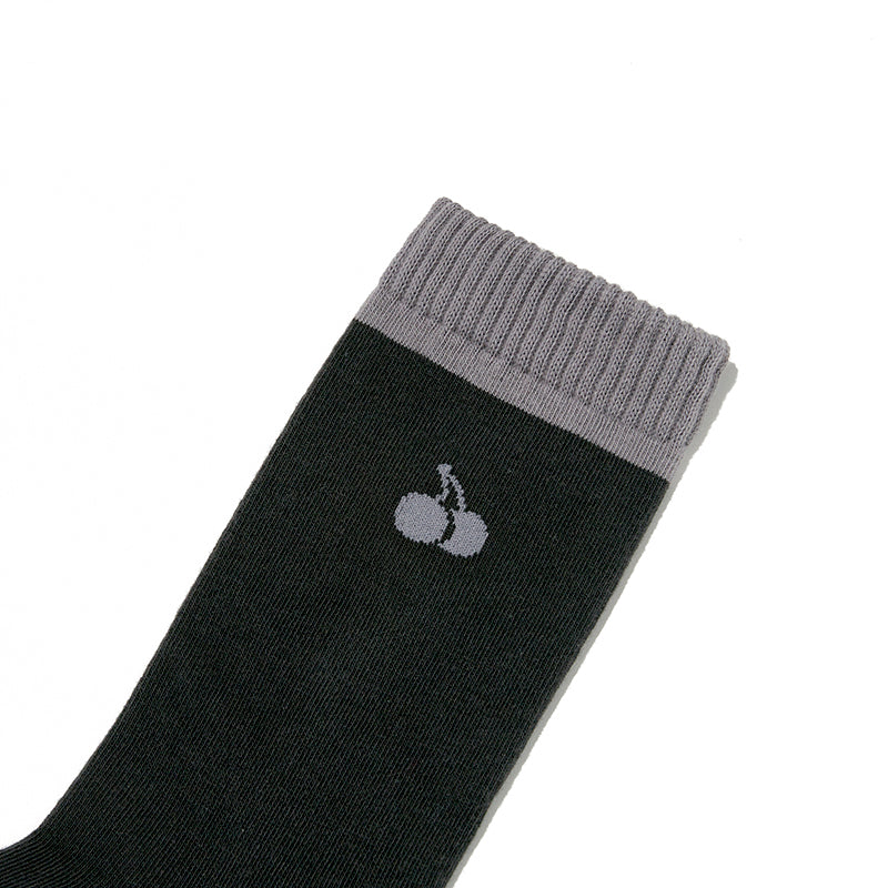 スモールチェリーカラーコンビネーションソックス【チャコール】