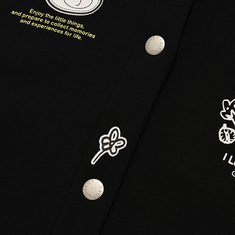 ウィッティバニーボタンフーディージップアップ【ブラック】