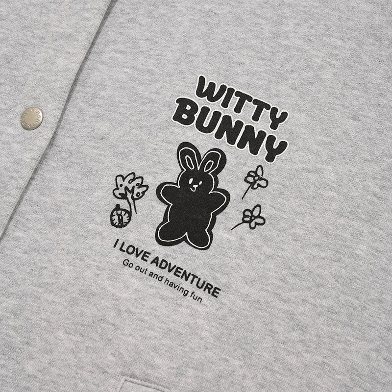 ウィッティバニーボタンフーディージップアップ【メランジグレー】