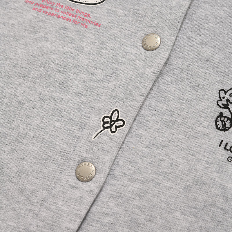 ウィッティバニーボタンフーディージップアップ【メランジグレー】