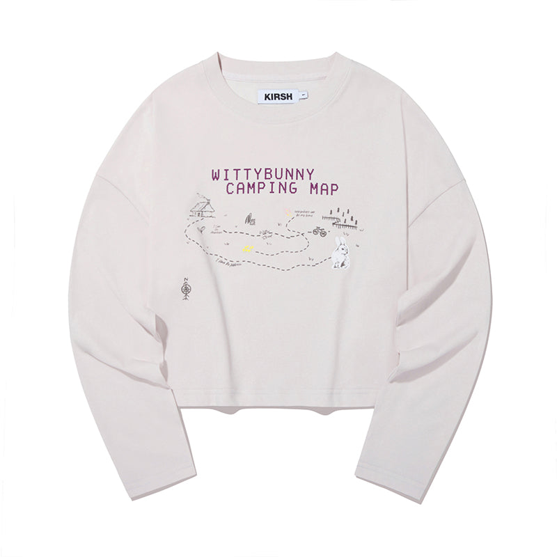 ウィッティバニーキャンピンググラフィッククロップTシャツ【ライトラベンダー】