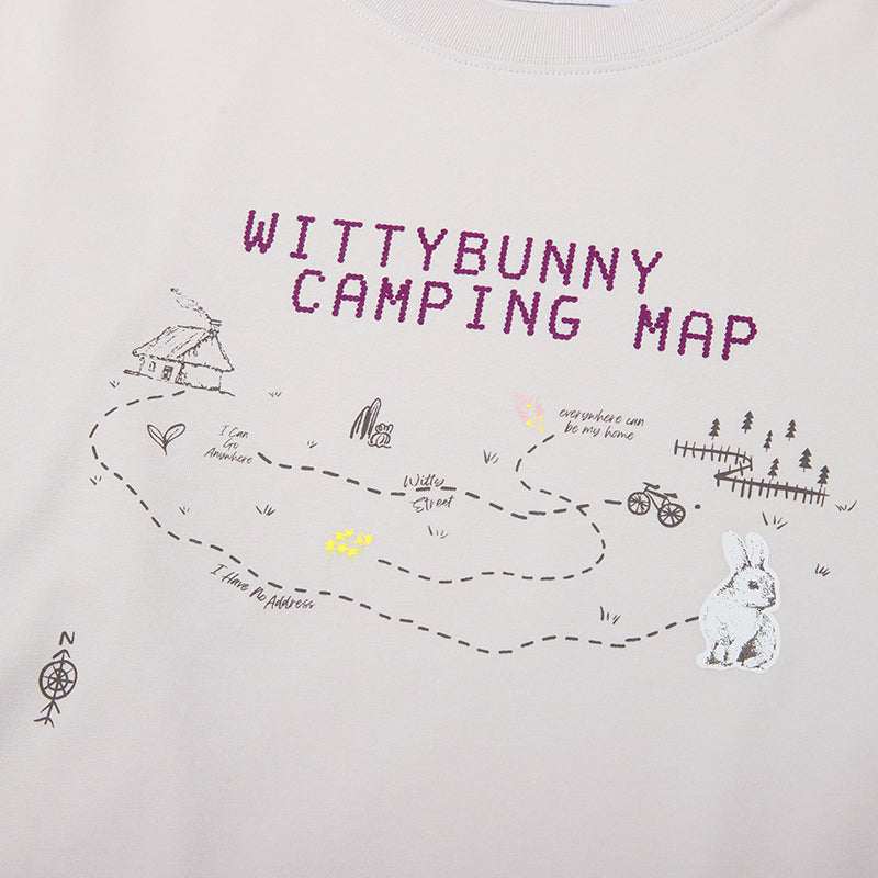 ウィッティバニーキャンピンググラフィッククロップTシャツ【ライトラベンダー】