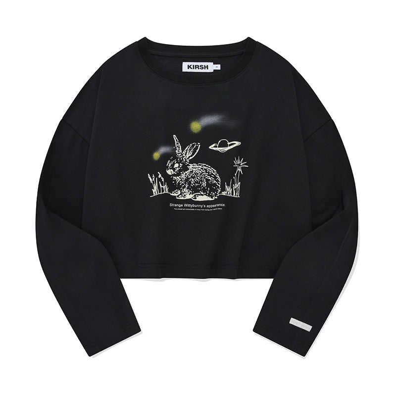 ウィッティバニースケッチクロップTシャツ【ブラック】