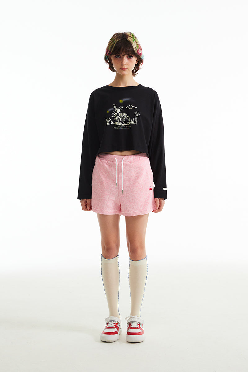 ウィッティバニースケッチクロップTシャツ【ブラック】