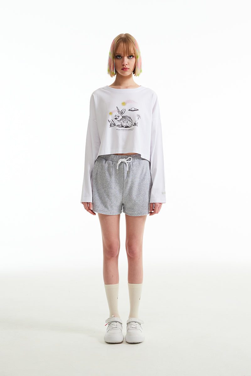 ウィッティバニースケッチクロップTシャツ【ホワイト】