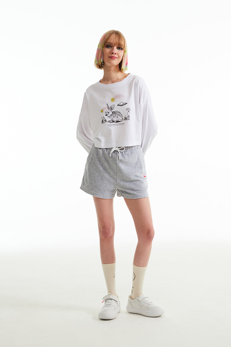 ウィッティバニースケッチクロップTシャツ【ホワイト】