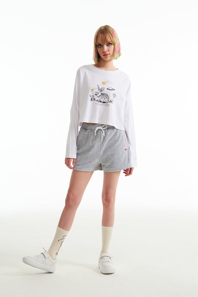 ウィッティバニースケッチクロップTシャツ【ホワイト】