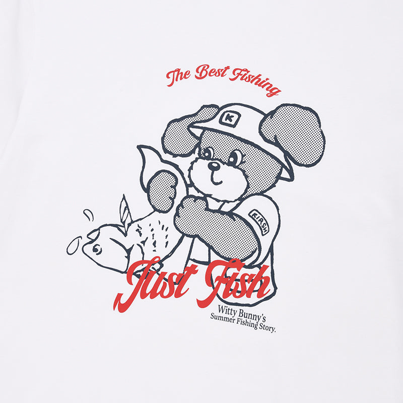 フィッシングウィッティバニーグラフィックルーズフィットTシャツ【ホワイト】