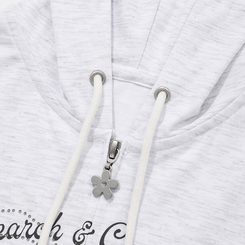 ウィッティバニーブーケガールクロップフーディージップアップ【メランジグレー】