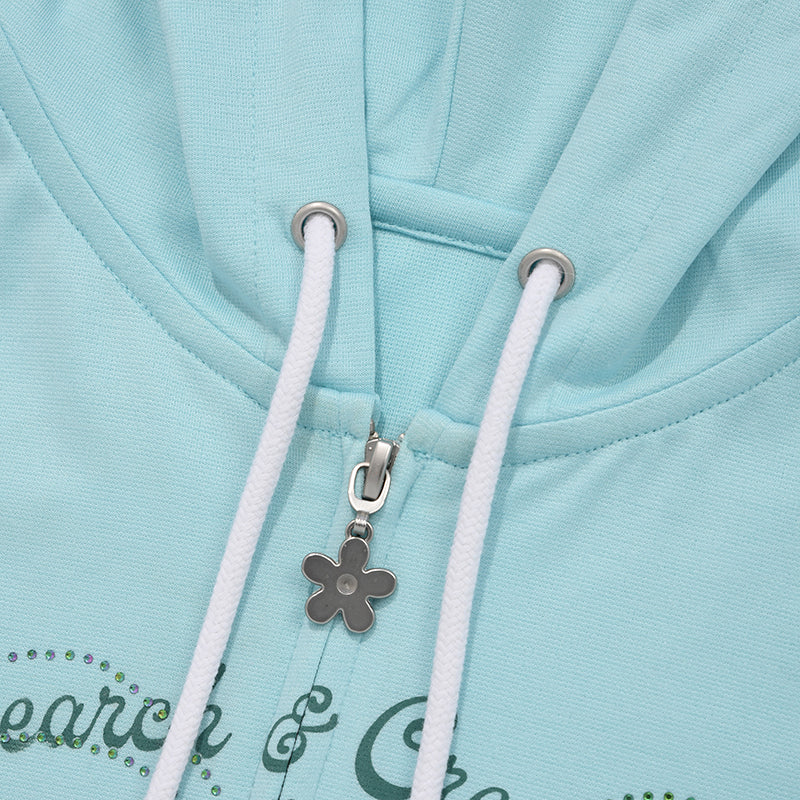 ウィッティバニーブーケガールクロップフーディージップアップ【メランジグレー】