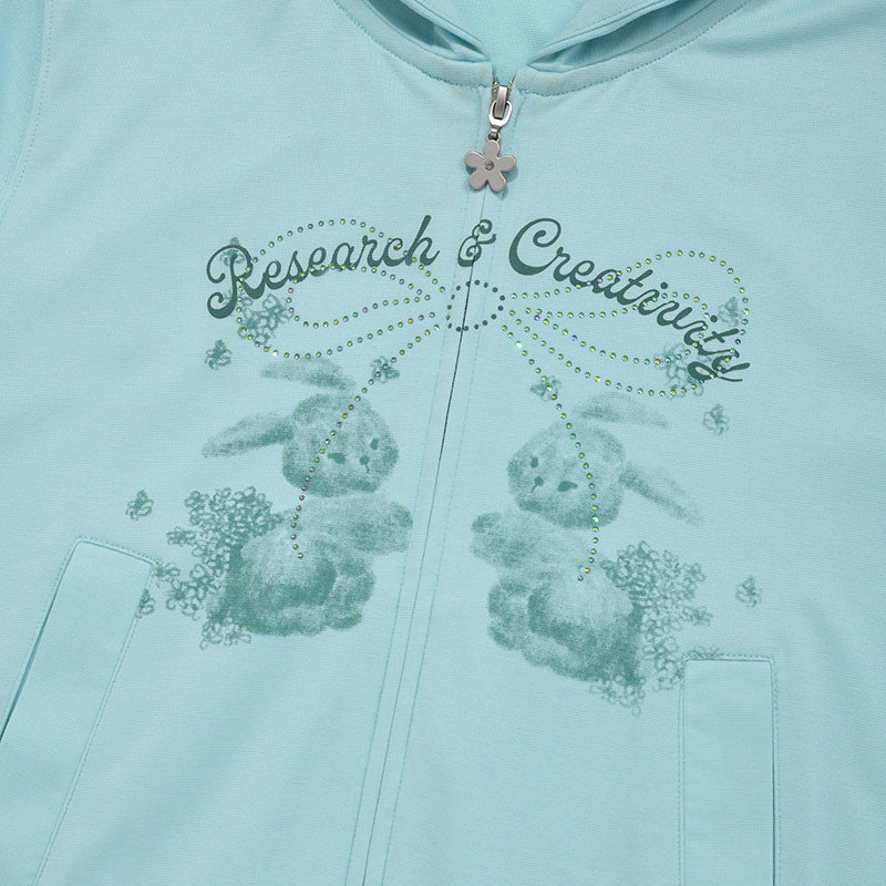 ウィッティバニーブーケガールクロップフーディージップアップ【メランジグレー】