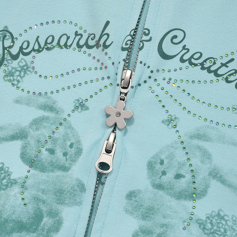 ウィッティバニーブーケガールクロップフーディージップアップ【メランジグレー】