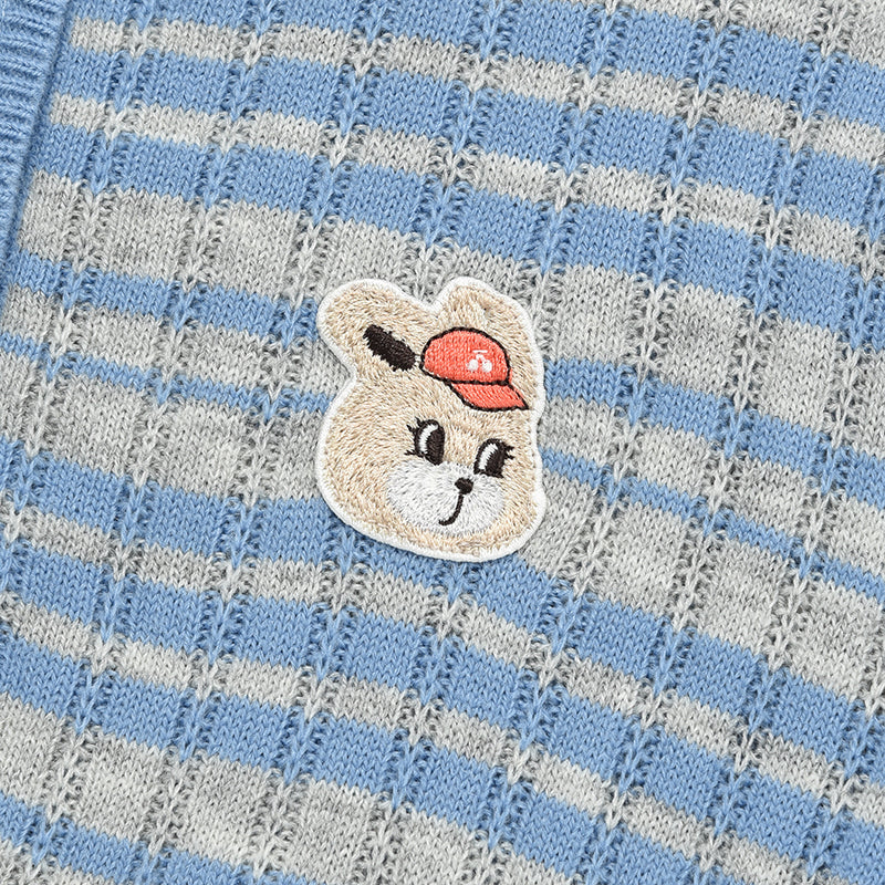 ウィッティバニーストライプニットパーカー【スカイ】