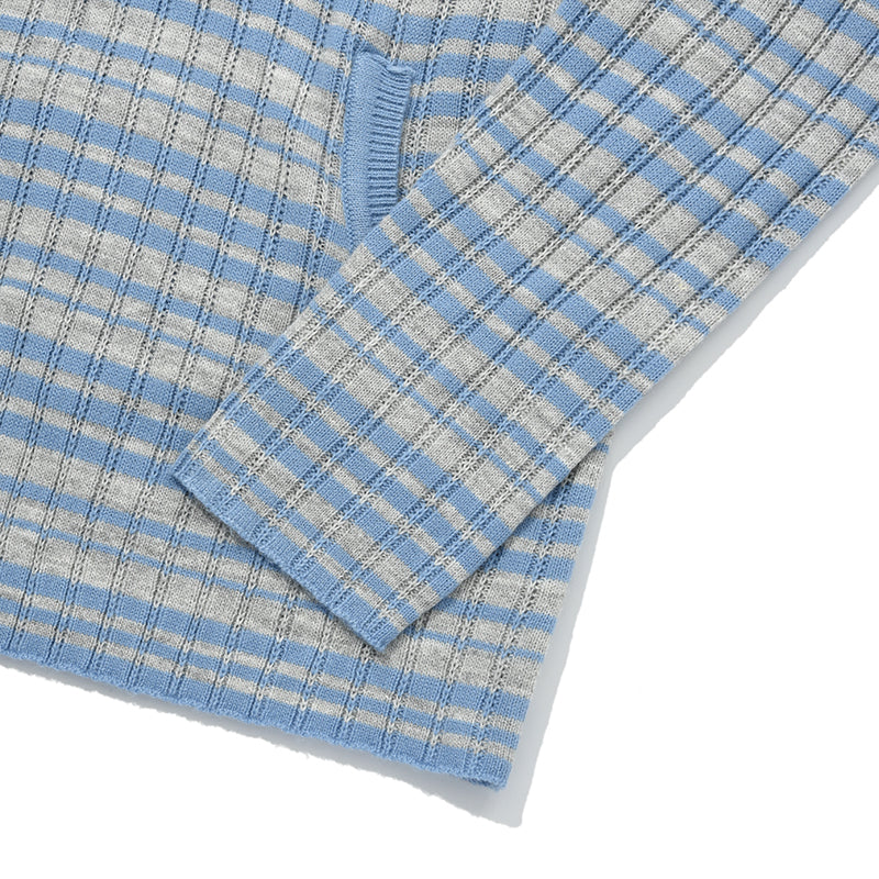 ウィッティバニーストライプニットパーカー【スカイ】