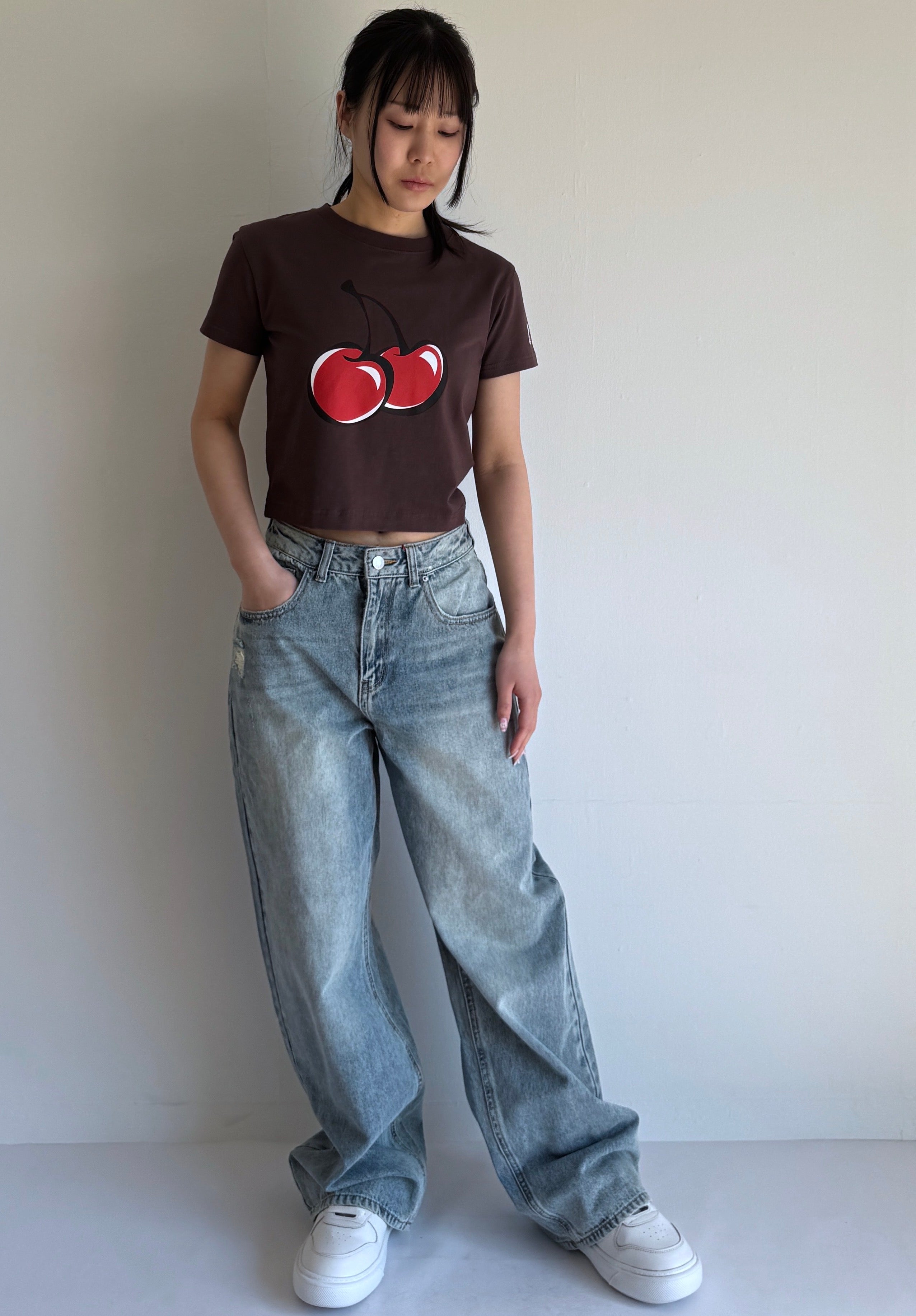 【Big Cherry Tokyo Collection】シグネチャービックチェリークロップTシャツ【ライトオレンジ】