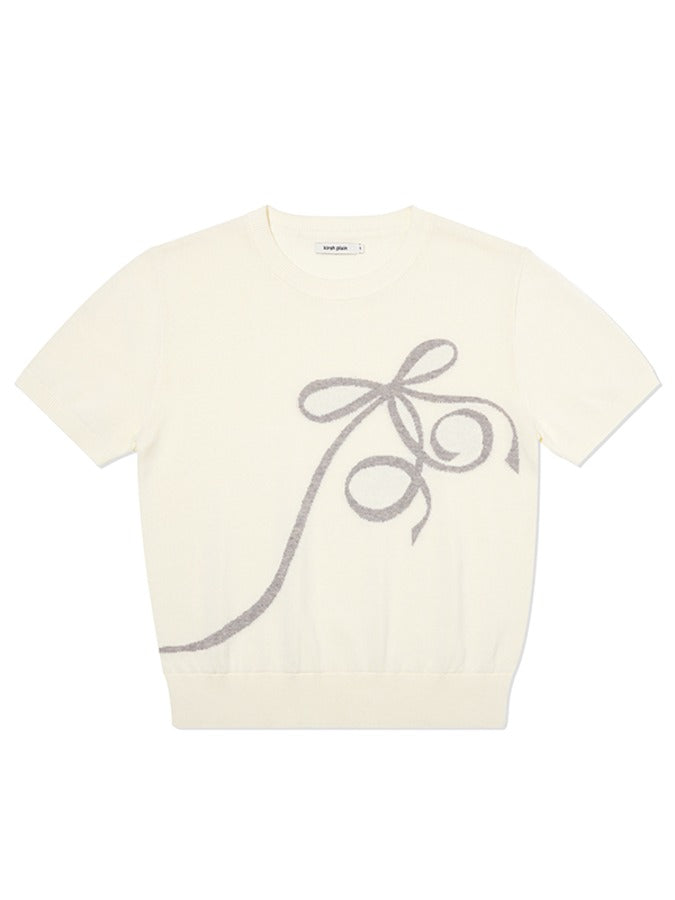 KIRSH プレーンリボンチェリーサマーニット【アイボリー】