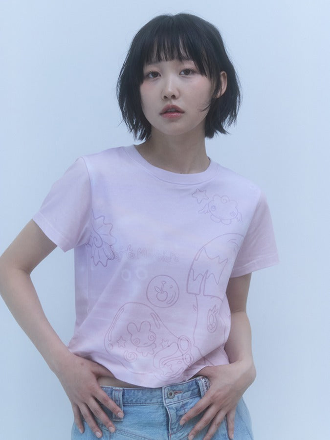 KIRSH X SUNONEBIRD フルプリントスタンダードフィット Tシャツ【ピンク】