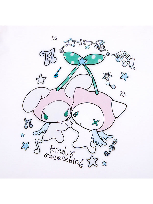 KIRSH X SUNONEBIRD ラビットチェリールーズフィット Tシャツ【ホワイト】