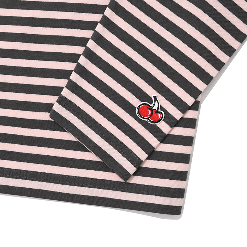 チェリーストライプロングスリーブTシャツ【レッド】