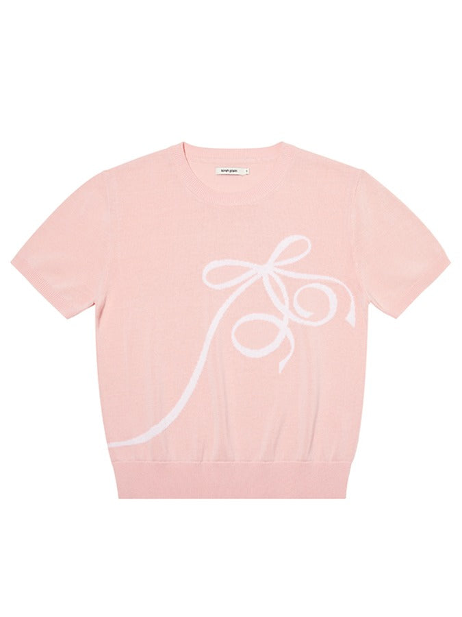 KIRSH プレーンリボンチェリーサマーニット【ピンク】