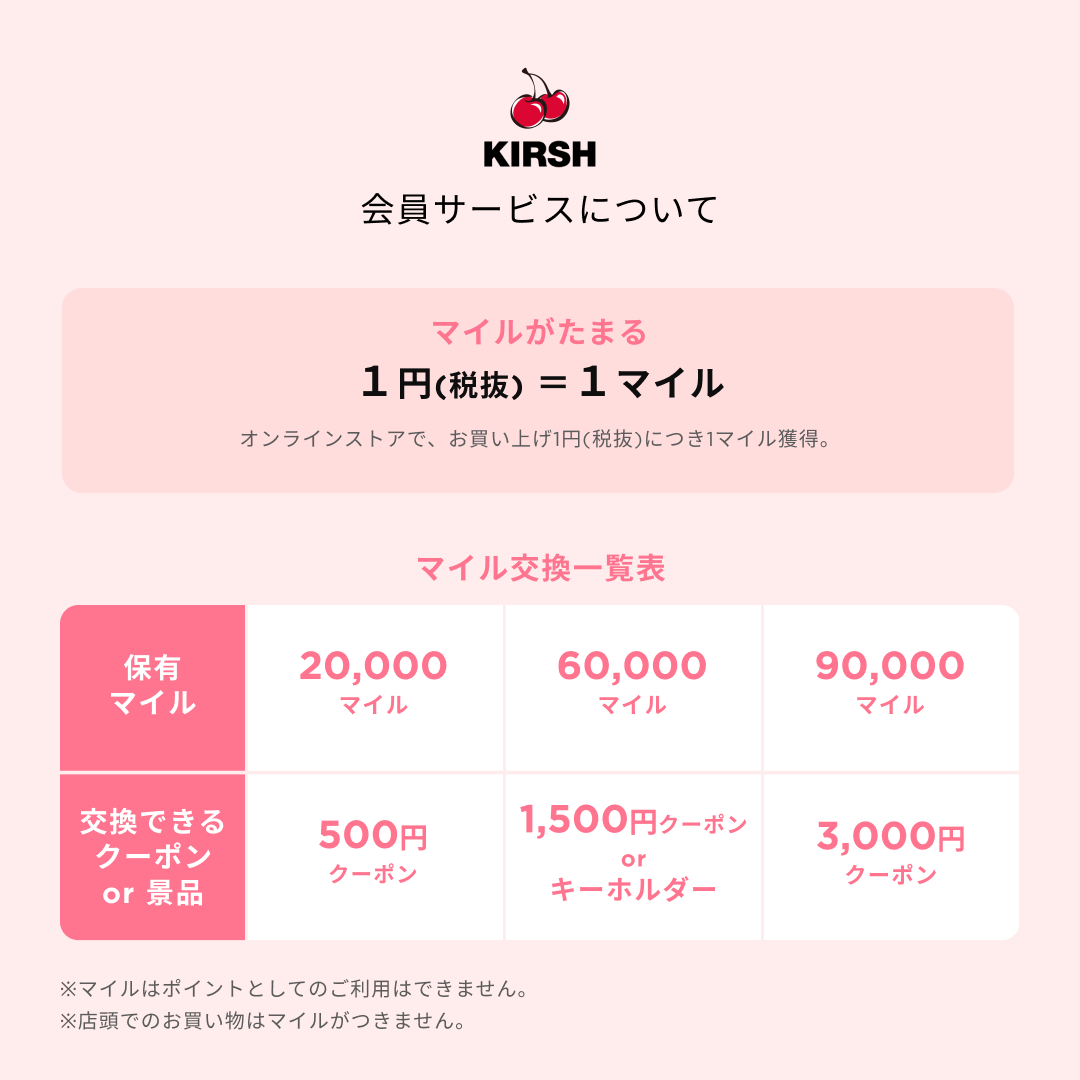 KIRSH 会員マイルサービスについて
