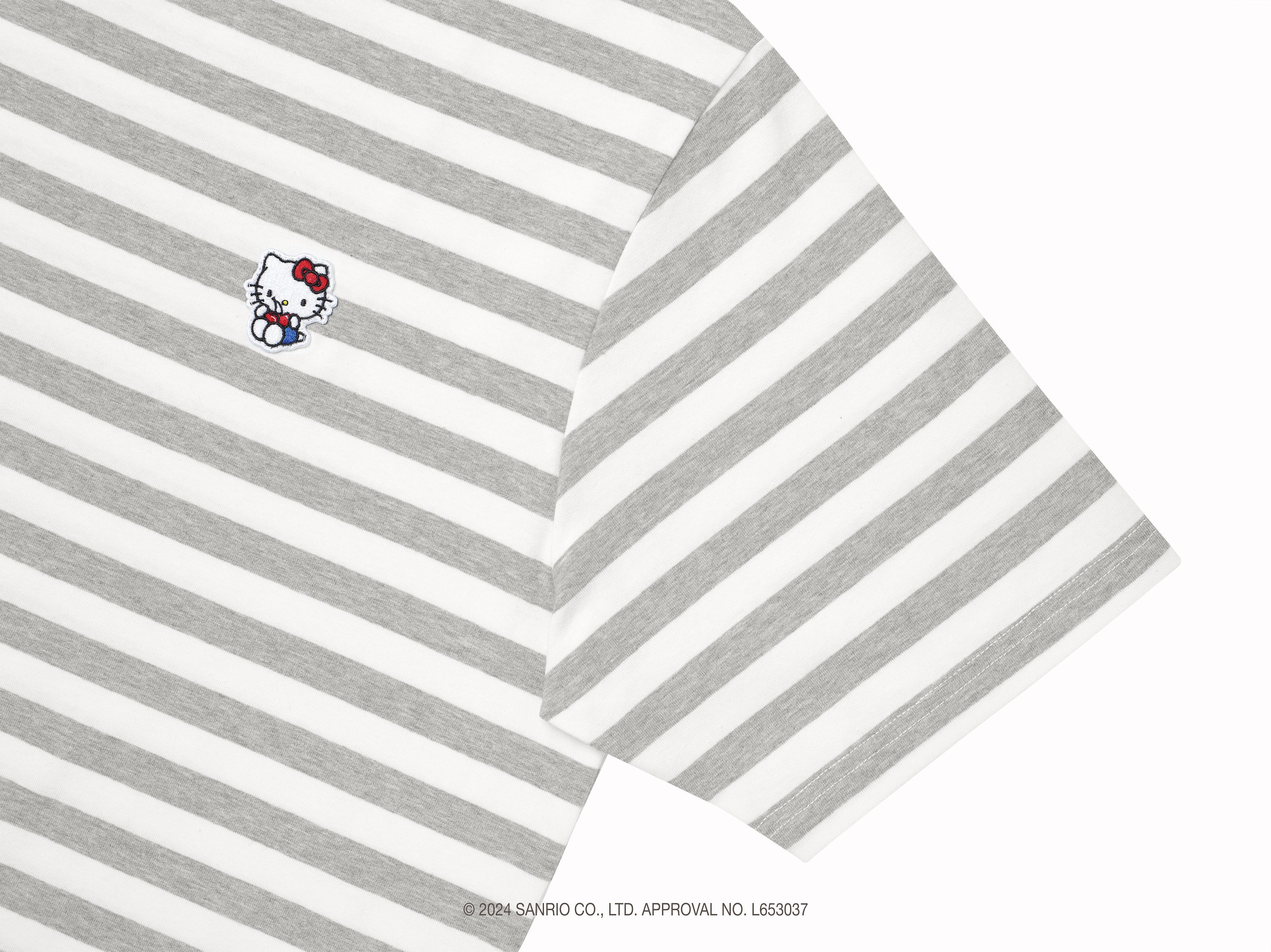 【KIRSH X HELLO KITTY】ストライプオーバーフィットTシャツ【ネイビー】