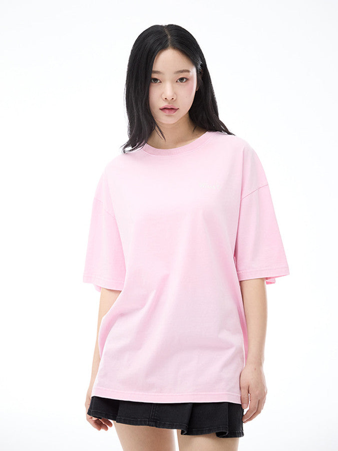 ワーディングルーズフィットピグメントTシャツ【ピンク】