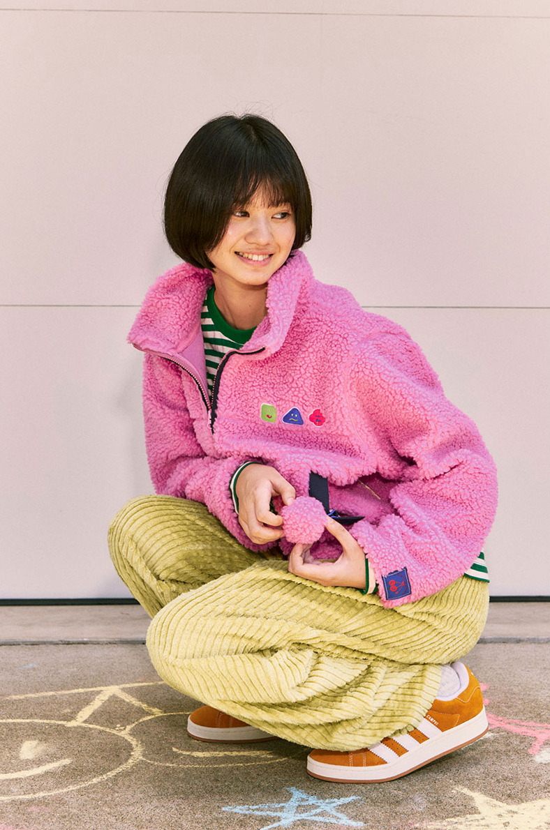 KIRSH X MISAKI KAWAI FLEECE MIX PATCH STADIUM JACKET【PINK】