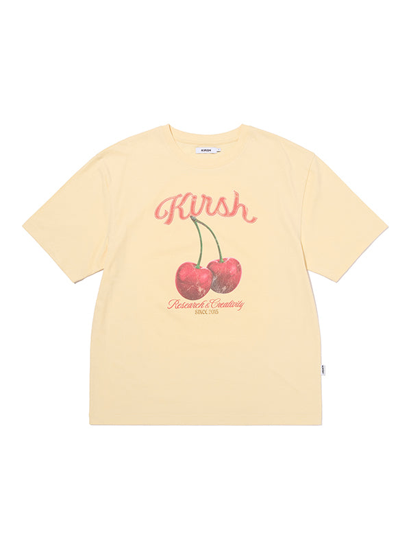 チェリーグラフィックルーズフィットTシャツ【イエロー】