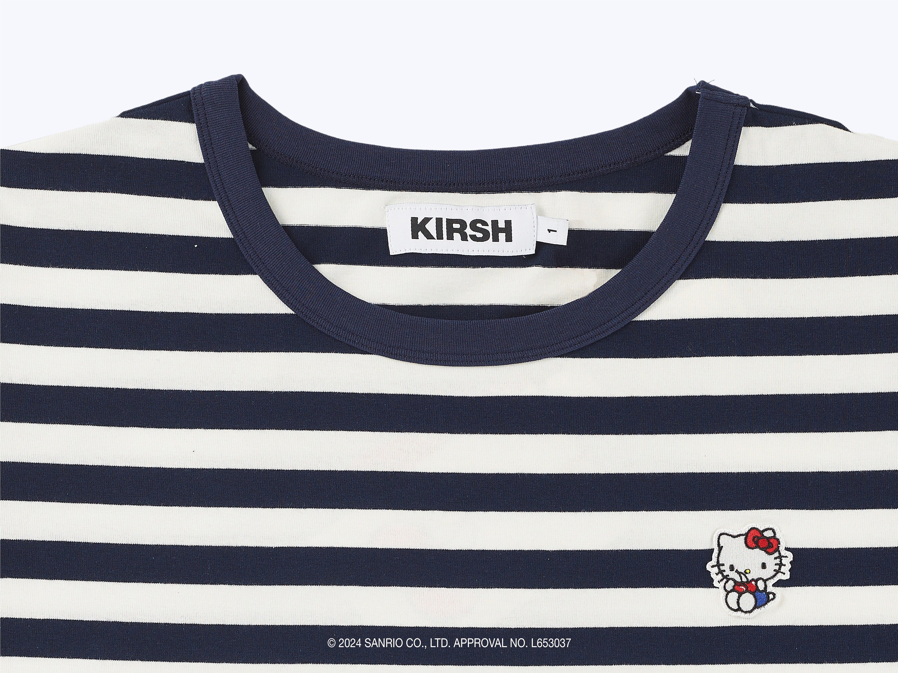 【KIRSH X HELLO KITTY】ストライプオーバーフィットTシャツ【ネイビー】