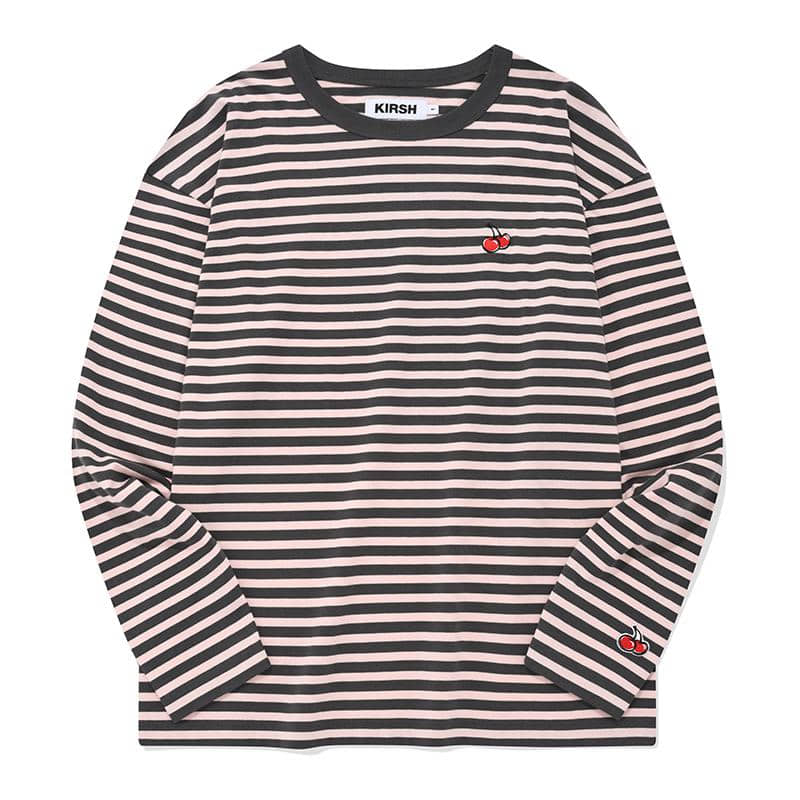 チェリーストライプロングスリーブTシャツ【サーモン】