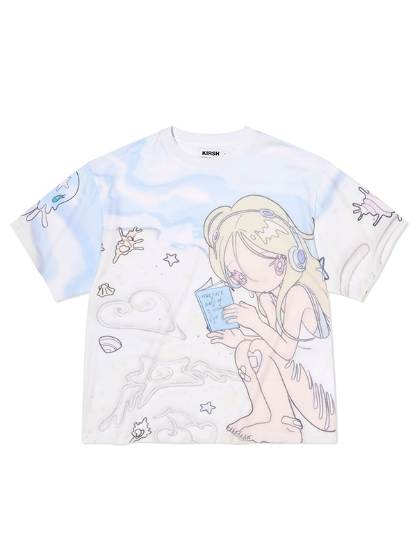 KIRSH X SUNONEBIRD フルプリントビックオーバーサイズ Tシャツ