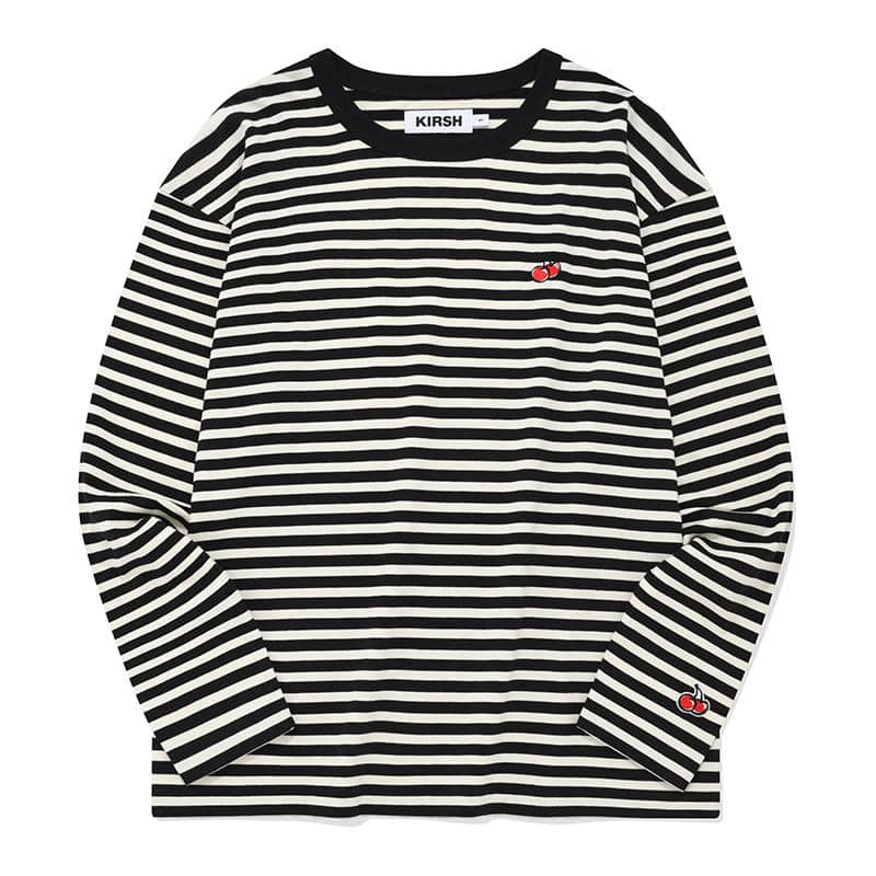 チェリーストライプロングスリーブTシャツ【ブラック】