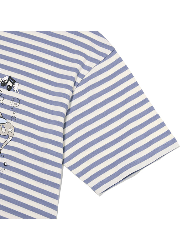 KIRSH X SUNONEBIRD ストライプルーズフィットTシャツ【ブラック】